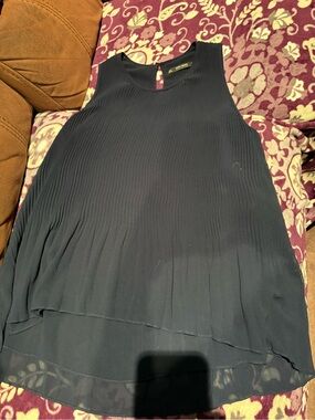 Zara Black Sleeveless Pleated Chiffon Blouse